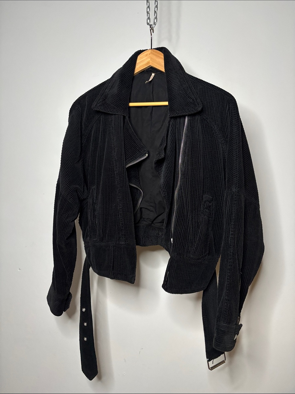 Free People Slouchy Corduroy Dolman Moto Jacket Black Size XSmall